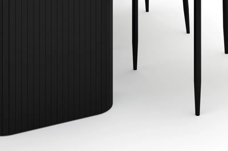 Kopparbo Spisebord 180-240 cm Uttrekkbart med 6 Sawako Stoler - Svart - Møbler - Bord - Spisegruppe