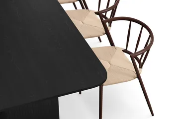 Kopparbo Spisebord 180-240 cm Uttrekkbart med 6 Winston Spisestoler - Svart / Beige / Metallben Røkt eik - Møbler - Bord - Spisegruppe