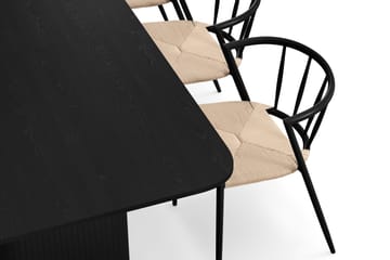 Kopparbo Spisebord 180-240 cm Uttrekkbart med 6 Winston Spisestoler - Svart / Beige / Metallben Svart - Møbler - Bord - Spisegruppe