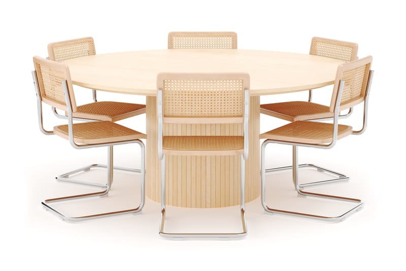 Kopparbo Spisebord 180 cm med 6 stk Build Matstkolar - White wash - Møbler - Bord - Spisegruppe