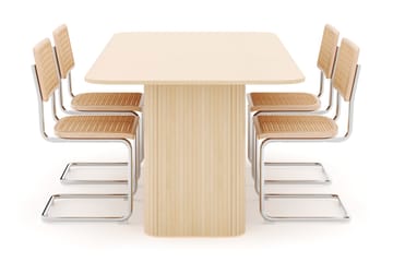 Kopparbo Spisebord 200-260 cm Forlengbart med 4 stk Build Matstkolar - Hvit - Møbler - Bord - Spisegruppe