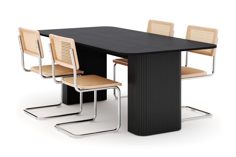 Kopparbo Spisebord 200-260 cm Forlengbart med 4 stk Build Matstkolar - Svart - Møbler - Bord - Spisegruppe