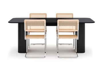 Kopparbo Spisebord 200-260 cm Forlengbart med 4 stk Build Matstkolar - Svart - Møbler - Bord - Spisegruppe