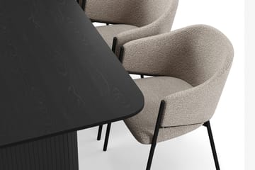 Kopparbo Spisebord 200-260 cm Uttrekkbart med 6 Filip Spisestoler - Svart / Taupe Bouclé - Møbler - Bord - Spisegruppe