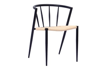 Kopparbo Spisebord 200-260 cm Uttrekkbart med 6 Winston Spisestoler - Svart / Beige / Metallben Svart - Møbler - Bord - Spisegruppe