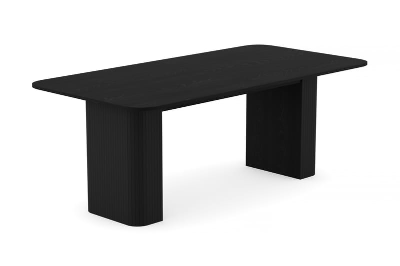 Kopparbo Spisebord 200-260 cm Uttrekkbart med 8 Katy Spisestoler - Svart / Hvit Bouclé / Metallben Svart - Møbler - Bord - Spisegruppe