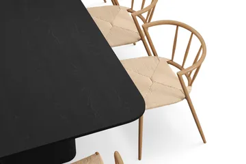 Kopparbo Spisebord 200-260 cm Uttrekkbart med 8 Winston Spisestoler - Svart / Beige / Metallben Eik - Møbler - Bord - Spisegruppe