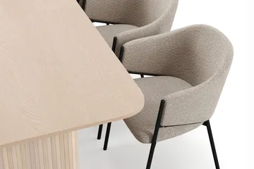 Kopparbo Spisebord 200-260 cm Uttrekkbart med ileggsplate med 6 Filip Spisestoler - Hvit / Taupe Bouclé - Møbler - Bord - Spisegruppe