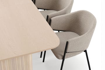 Kopparbo Spisebord 200-260 cm Uttrekkbart med ileggsplate med 6 Filip Spisestoler - Hvit / Taupe Bouclé - Møbler - Bord - Spisegruppe
