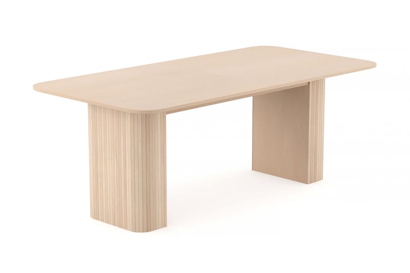 Kopparbo Spisebord 200-260 cm Uttrekkbart med ileggsplate med 6 Katy Spisestoler - Hvit / Greige Bouclé / Metallben Svart - Møbler - Bord - Spisegruppe