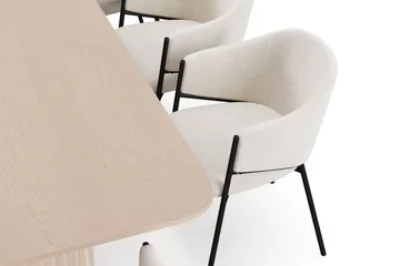 Kopparbo Spisebord 200-260 cm Uttrekkbart med ileggsplate med 8 Filip Spisestoler - Hvit / Hvit Bouclé - Møbler - Bord - Spisegruppe