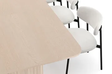 Kopparbo Spisebord 200-260 cm Uttrekkbart med ileggsplate med 8 Lucy Spisestoler - Hvit / Hvit Bouclé / Metallben Svart - Møbler - Bord - Spisegruppe