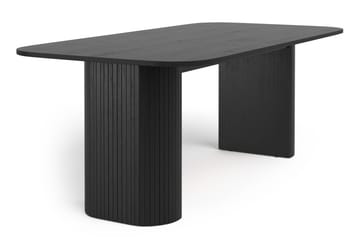 Kopparbo Spisebord 200 cm med 4 Katy Spisestoler - Svart / Greige Bouclé / Metallben Svart - Møbler - Bord - Spisegruppe