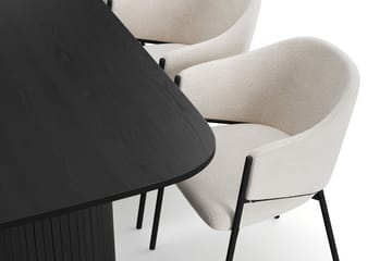 Kopparbo Spisebord 200 cm med 6 Filip Spisestoler - Svart / Hvit Bouclé - Møbler - Bord - Spisegruppe