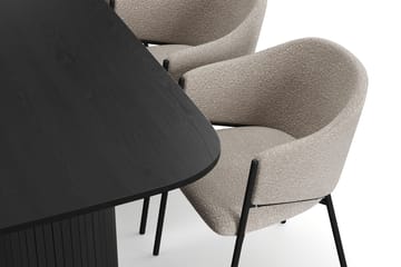 Kopparbo Spisebord 200 cm med 6 Filip Spisestoler - Svart / Taupe Bouclé - Møbler - Bord - Spisegruppe
