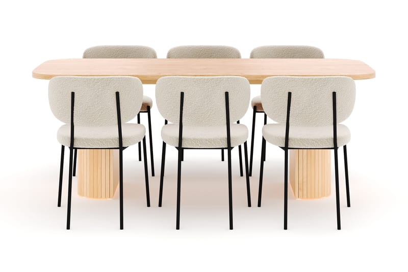 Kopparbo Spisebord 200 cm med 6 Gemmiano Stoler - Natur - Møbler - Bord - Spisegruppe