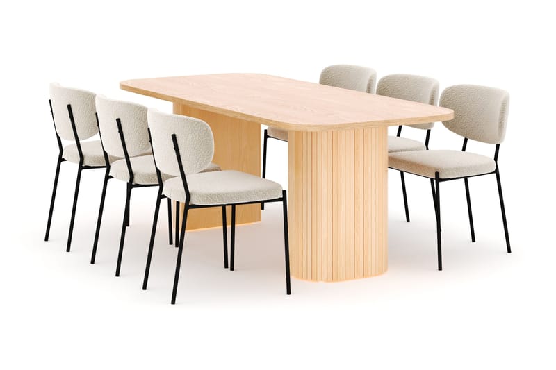 Kopparbo Spisebord 200 cm med 6 Gemmiano Stoler, Natur