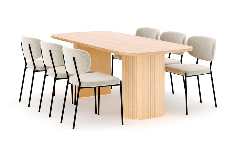Kopparbo Spisebord 200 cm med 6 Gemmiano Stoler - Natur - Møbler - Bord - Spisegruppe