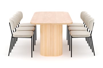 Kopparbo Spisebord 200 cm med 6 Gemmiano Stoler - Natur - Møbler - Bord - Spisegruppe