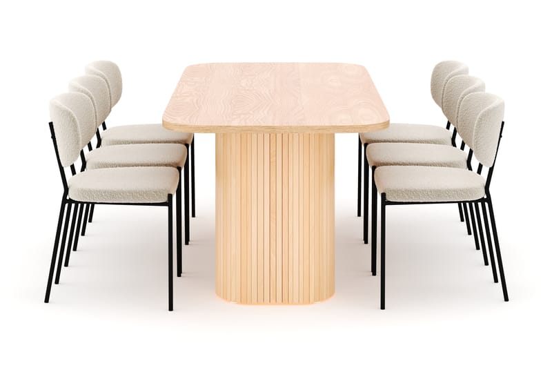 Kopparbo Spisebord 200 cm med 6 Gemmiano Stoler - Natur - Møbler - Bord - Spisegruppe