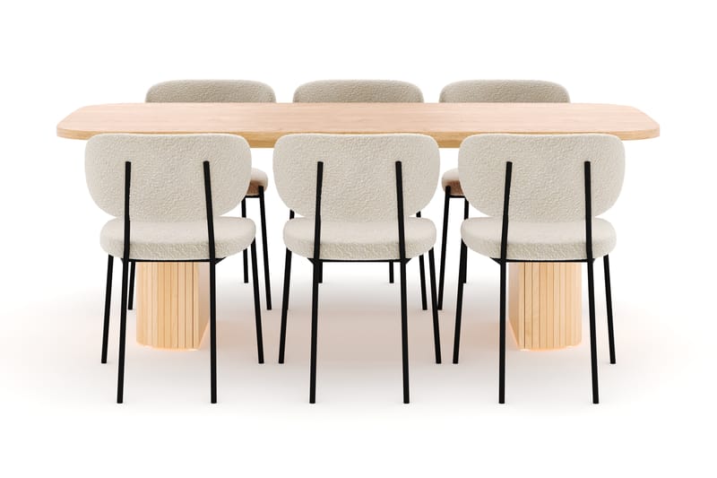Kopparbo Spisebord 200 cm med 6 Gemmiano Stoler - Natur - Møbler - Bord - Spisegruppe