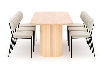 Kopparbo Spisebord 200 cm med 6 Gemmiano Stoler - Natur - Møbler - Bord - Spisegruppe