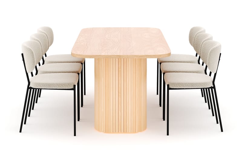 Kopparbo Spisebord 200 cm med 6 Gemmiano Stoler - Natur - Møbler - Bord - Spisegruppe