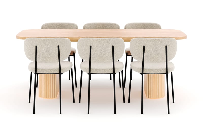 Kopparbo Spisebord 200 cm med 6 Gemmiano Stoler - Natur - Møbler - Bord - Spisegruppe