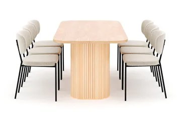 Kopparbo Spisebord 200 cm med 6 Gemmiano Stoler - Natur - Møbler - Bord - Spisegruppe