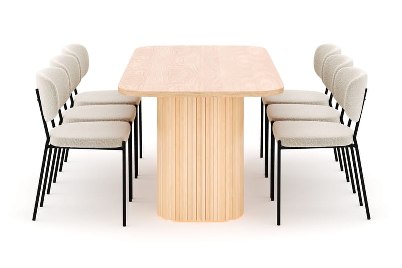 Kopparbo Spisebord 200 cm med 6 Gemmiano Stoler - Natur - Møbler - Bord - Spisegruppe