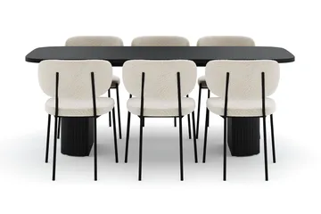 Kopparbo Spisebord 200 cm med 6 Gemmiano Stoler - Svart - Møbler - Bord - Spisegruppe