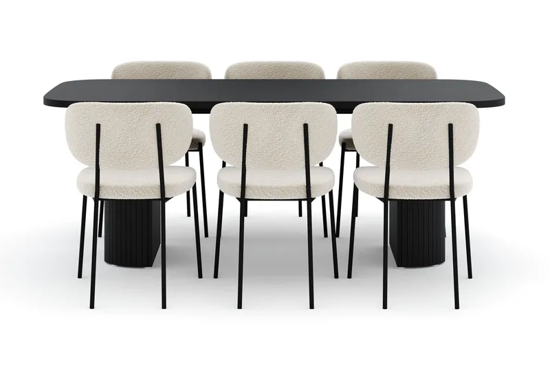 Kopparbo Spisebord 200 cm med 6 Gemmiano Stoler - Svart - Møbler - Bord - Spisegruppe
