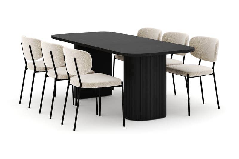 Kopparbo Spisebord 200 cm med 6 Gemmiano Stoler - Svart - Møbler - Bord - Spisegruppe