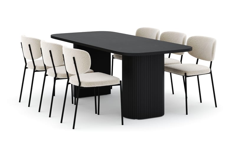 Kopparbo Spisebord 200 cm med 6 Gemmiano Stoler, Svart
