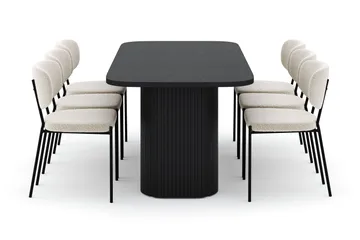 Kopparbo Spisebord 200 cm med 6 Gemmiano Stoler - Svart - Møbler - Bord - Spisegruppe