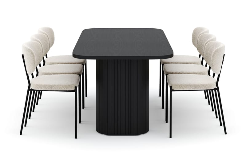 Kopparbo Spisebord 200 cm med 6 Gemmiano Stoler - Svart - Møbler - Bord - Spisegruppe
