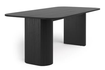 Kopparbo Spisebord 200 cm med 6 Lucy Spisestoler - Svart / Greige Bouclé / Metallben Svart - Møbler - Bord - Spisegruppe