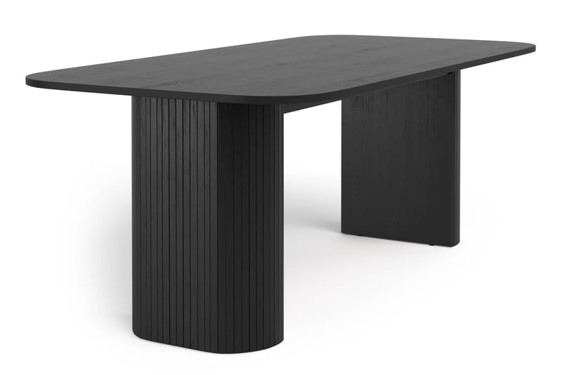 Kopparbo Spisebord 200 cm med 6 Lucy Spisestoler - Svart / Greige Bouclé / Metallben Svart - Møbler - Bord - Spisegruppe