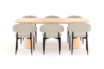 Kopparbo Spisebord 200 cm med 6 Sawako Stoler - Natur - Møbler - Bord - Spisegruppe
