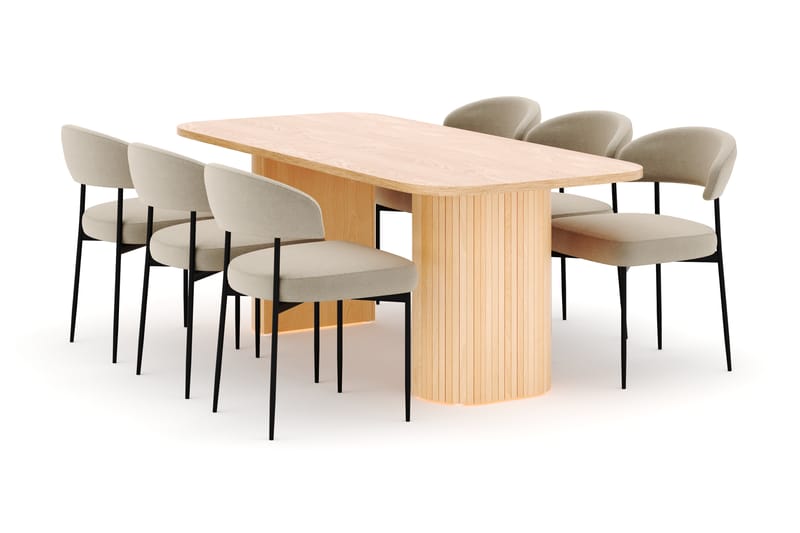 Kopparbo Spisebord 200 cm med 6 Sawako Stoler - Natur - Møbler - Bord - Spisegruppe