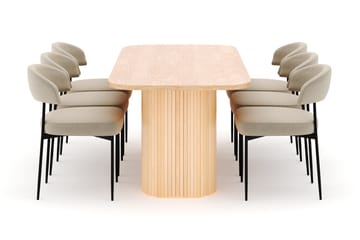 Kopparbo Spisebord 200 cm med 6 Sawako Stoler - Natur - Møbler - Bord - Spisegruppe