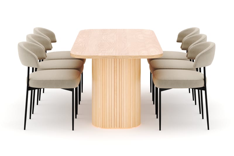 Kopparbo Spisebord 200 cm med 6 Sawako Stoler - Natur - Møbler - Bord - Spisegruppe