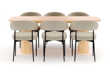 Kopparbo Spisebord 200 cm med 6 Sawako Stoler - Natur - Møbler - Bord - Spisegruppe