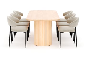 Kopparbo Spisebord 200 cm med 6 Sawako Stoler - Natur - Møbler - Bord - Spisegruppe