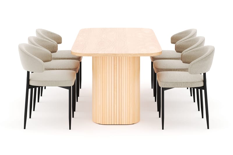 Kopparbo Spisebord 200 cm med 6 Sawako Stoler - Natur - Møbler - Bord - Spisegruppe
