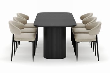 Kopparbo Spisebord 200 cm med 6 Sawako Stoler - Svart - Møbler - Bord - Spisegruppe