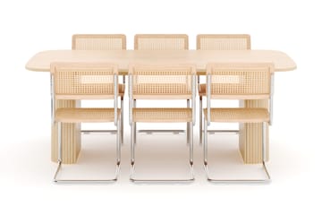 Kopparbo Spisebord 200 cm med 6 stk Build Matstkolar - Hvit - Møbler - Bord - Spisegruppe
