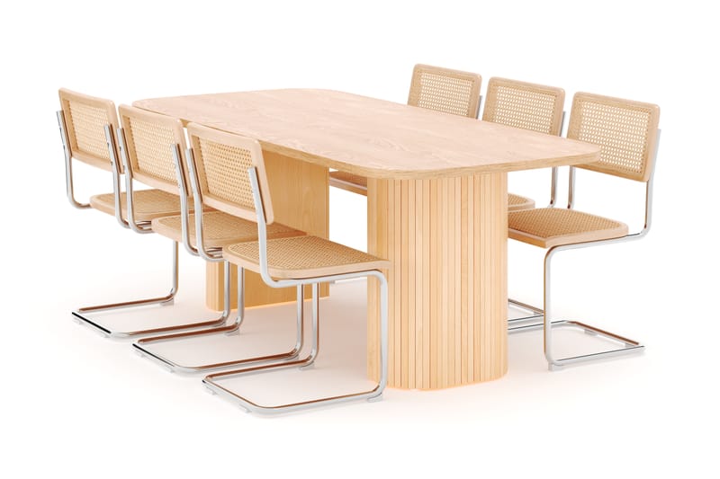 Kopparbo Spisebord 200 cm med 6 stk Build Matstkolar - Natur - Møbler - Bord - Spisegruppe