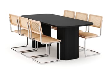 Kopparbo Spisebord 200 cm med 6 stk Build Matstkolar - Svart - Møbler - Bord - Spisegruppe