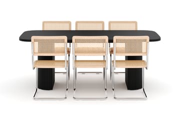 Kopparbo Spisebord 200 cm med 6 stk Build Matstkolar - Svart - Møbler - Bord - Spisegruppe